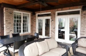 Screen Porch with Cedar Columns and Trim