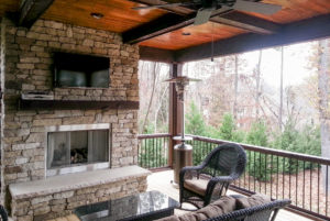 Stainless Steel Fireplace in Screen Porch
