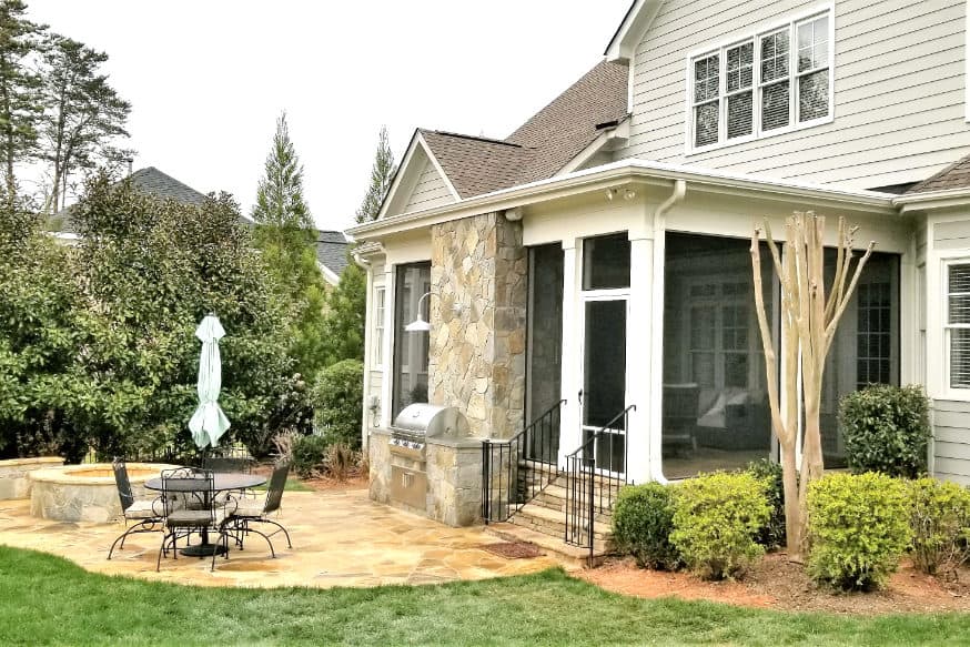 Screened Porch With Outdoor Patio And, Fire Pit Screened In Porch
